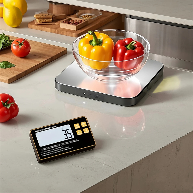 Meal Prep Kitchen - ワイヤレスキッチンスケール リモートディスプレイ付き ステンレス鋼製パン 磁気デジタル電子スケール 15KG 食品の食事準備用