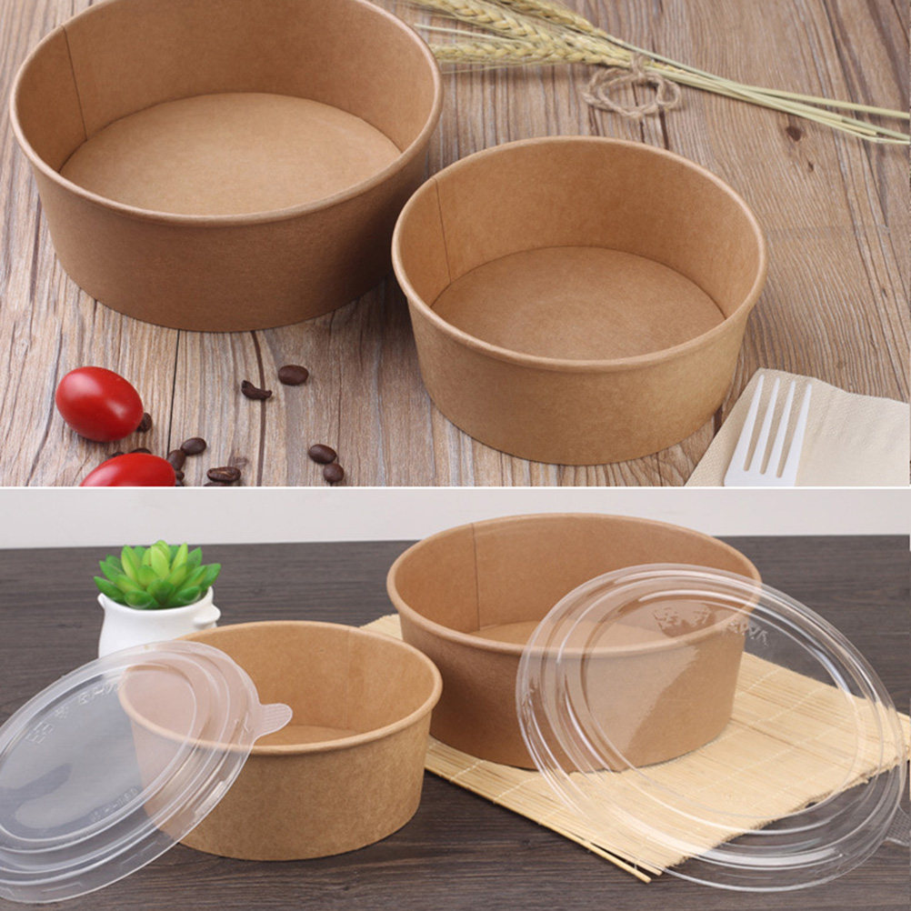 Meal Prep Bowl - 20個入り、クラフト紙製のボウル。食事の準備や食品の保存に。使い捨て可能で、食品グレードの蓋付き。誕生日、結婚式、キャンプなど、様々な用途に。