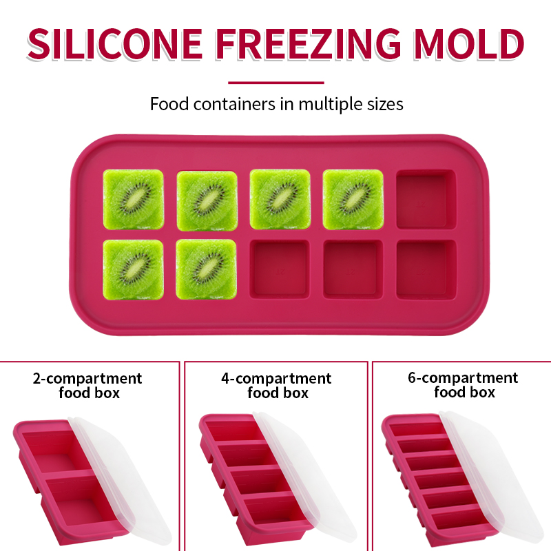 2または3ピースのシリコン製冷凍トレイ型セット、蓋付き収納ボ - Meal Prep Template のレビューと価格