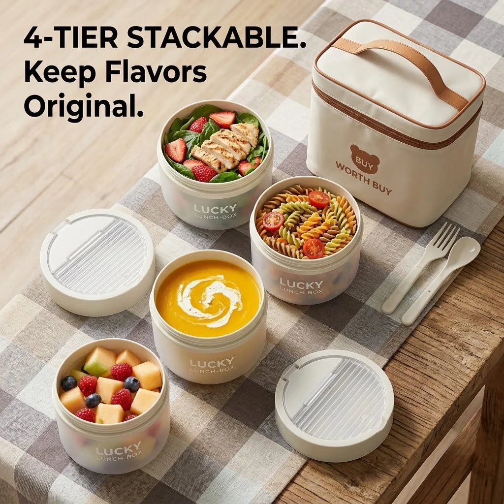 積み重ね可能なプラスチック製弁当箱セット。電子レンジ対応。大 - Meal Prep Or Prep Meal のレビューと価格