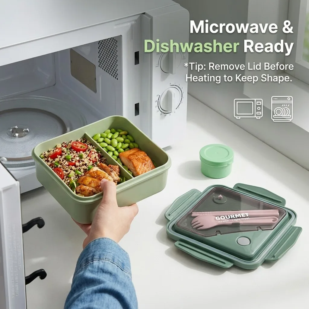 密閉式プラスチック製弁当箱、仕切り付き、電子レンジ対応、食事 - Meal Prep Or Prep Meal のレビューと価格