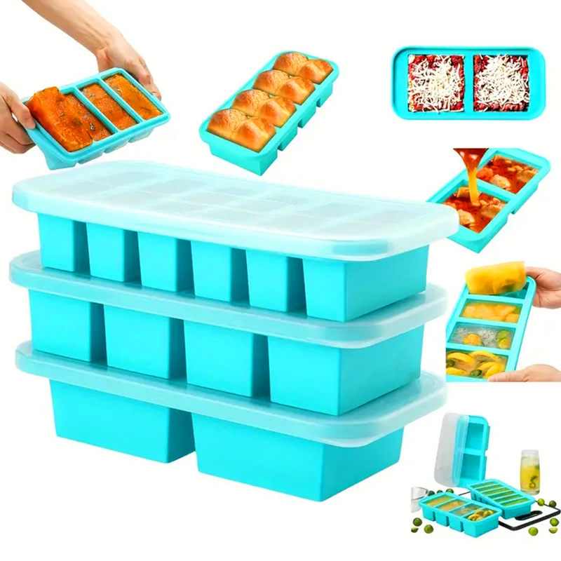 蓋付きシリコン製冷凍トレイ型（2個または3個）、保存容器、ス - Meal Prep Template のレビューと価格