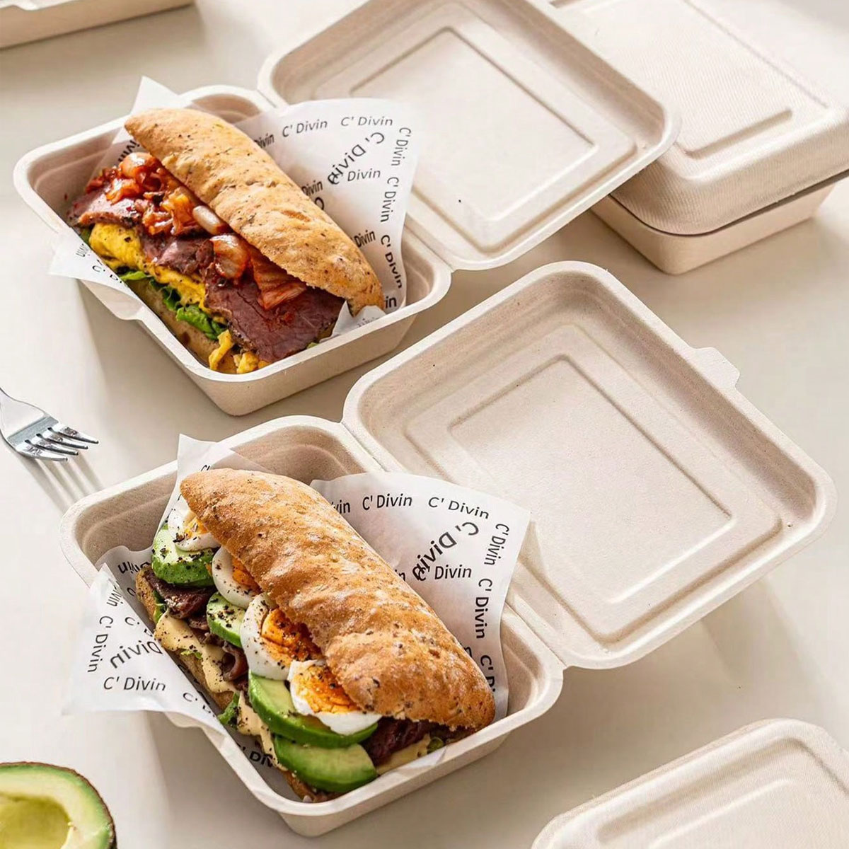 チャバタ包装箱、紙包装サンドイッチ、ハンバーガー、ハンドケー - Meal Prep Bowl のレビューと価格