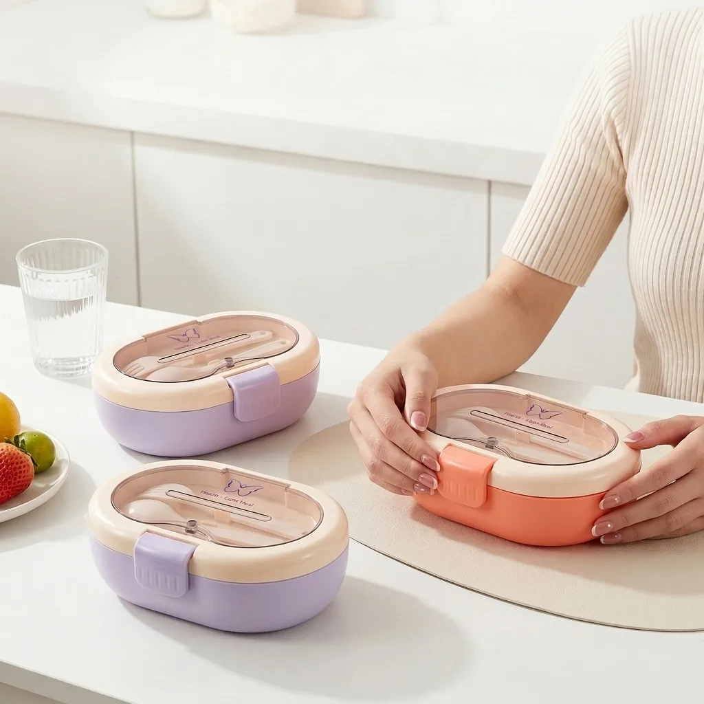 プラスチック製の弁当箱。カトラリー付きで、汁漏れしにくく、仕 - Meal Prep Or Prep Meal のレビューと価格