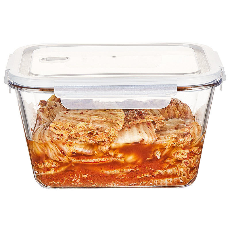 大容量のガラス製食品保存容器。正方形で密閉性が高く、冷蔵庫で - Meal Prep Kitchen のレビューと価格
