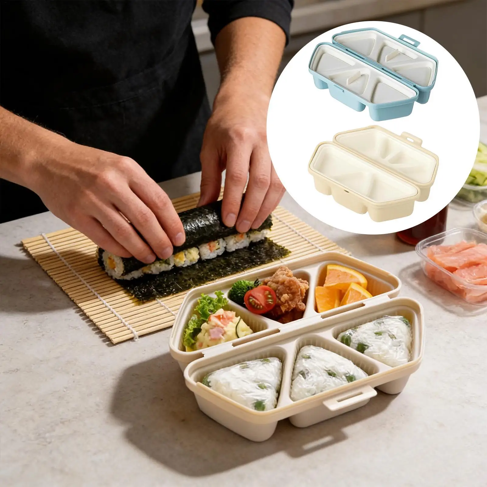 寿司型メーカー 6個取り三角形おにぎり型 弁当箱ツール ノン - Meal Prep With Rice のレビューと価格